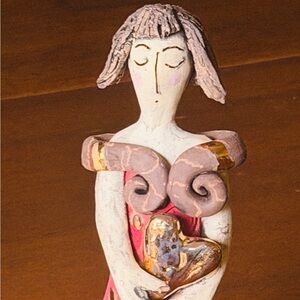 Whimsical Red and Gold Heart Sculpture